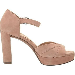 Naturalizer Malina 8M Platform Ginger Suede Heels Womens Ankle Strap Sandals N5